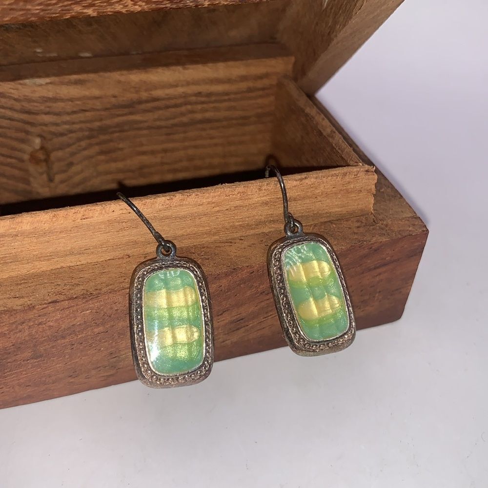Vintage Green Glass Earring marked KC